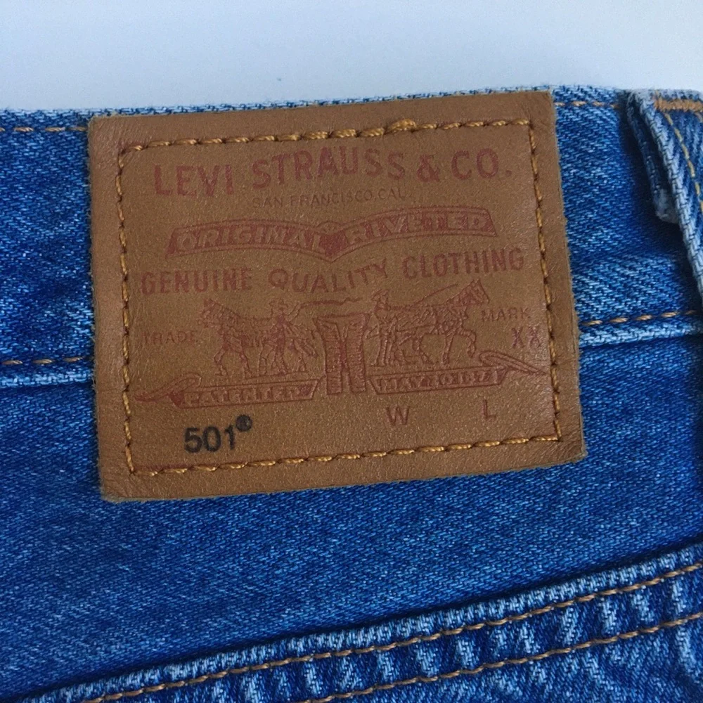 Levis Premium 501 High Rise Original Distressed Raw Hem Jean Shorts Size 30